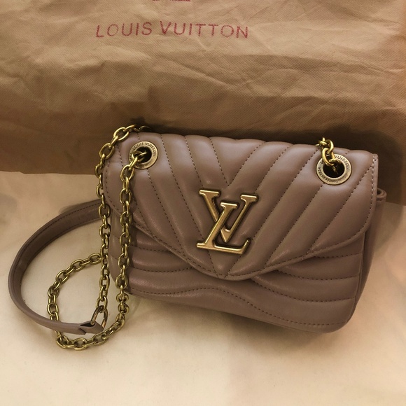 LOUIS VUITTON Dark Beige Gold Tone New Wave PM Chain Quilted Crossbody Handbag - Picture 1 of 14